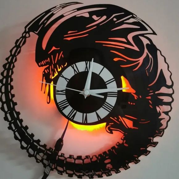 NEW LED Alien HR Giger Vinyl Record Album Cut Wall Clock Aliens Ripley S. Weaver - Picture 6 of 12
